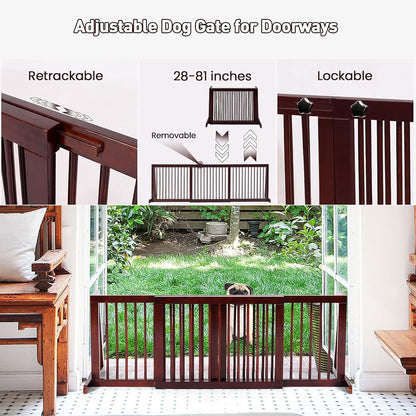 Chefjoy Expandable Solid Pine Wood Dog Gate for Doorways