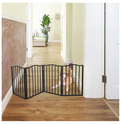Freestanding Folding Wooden Pet Gate for Doorways and Hallways