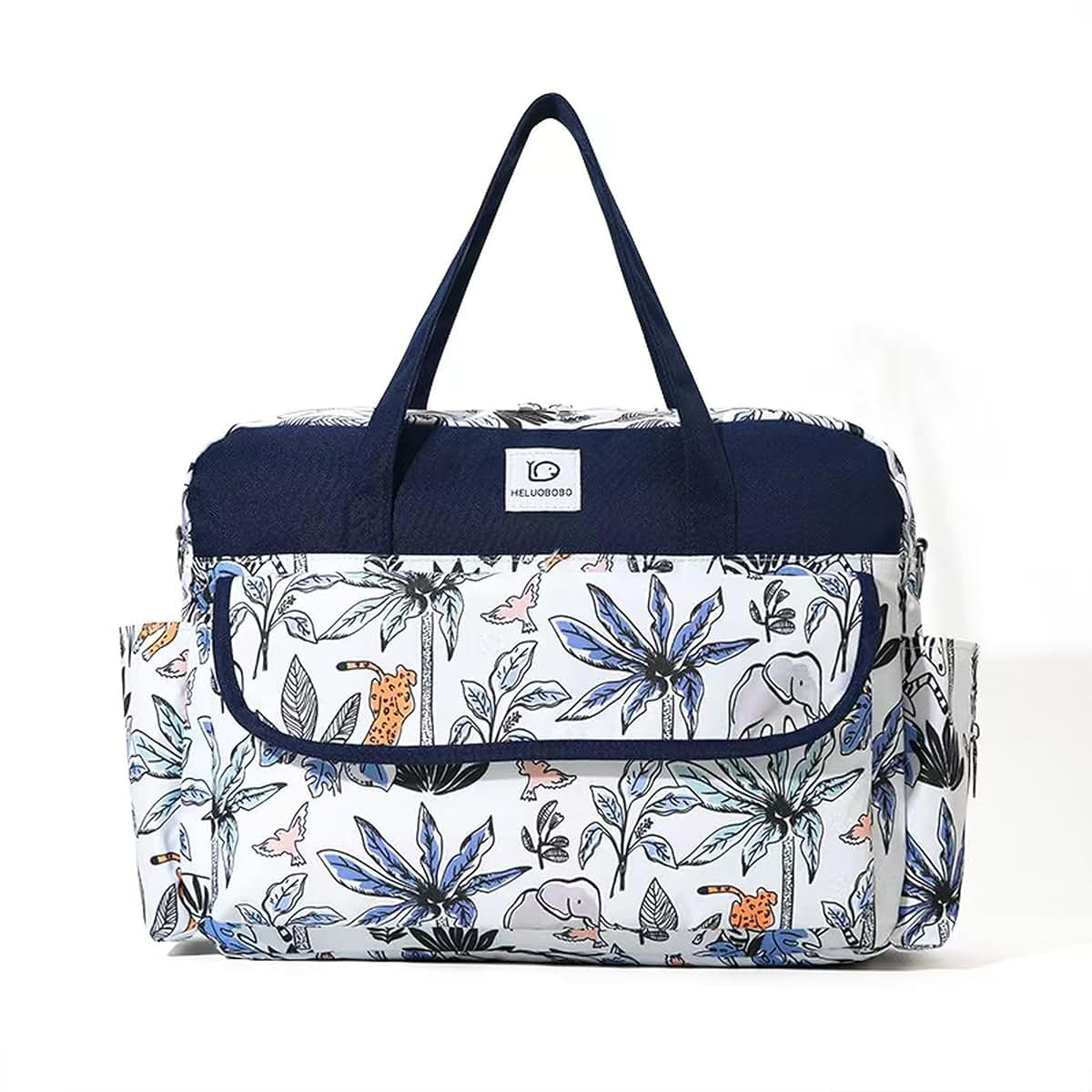 Kixqul Diaper Bag Tote, Safari Navy Blue, Waterproof Oxford Travel Bag