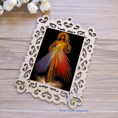BabyOneStop 12 Pcs Divine Mercy Wooden Picture Frames for Baptism and Christening