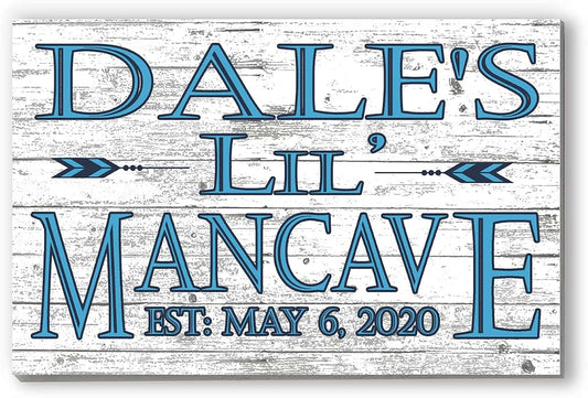 Broad Bay Little Man Cave Sign PERSONALIZED Name - Hanging Wall Art Decoration Custom Gift for New Baby, Boys, Toddler