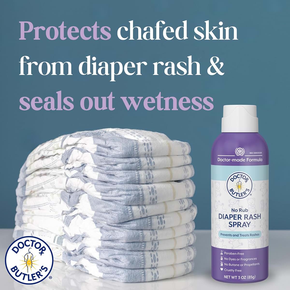 Doctor Butler's No Rub Diaper Rash Spray for Baby Skin Care