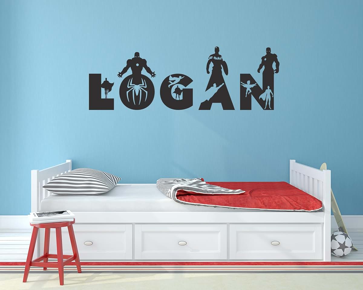 Megapolis Superhero Custom Wall Name Decal for Nursery and Bedroom Decor