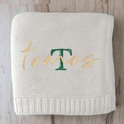 Esthqetic Custom Embroidered Baby Blanket with Name, Personalized Knit Baby Blanket Gifts, Soft Knitted Baby Blanket