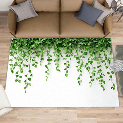 HYGIUID Green Eucalyptus Area Rugs 4x5 - Watercolor Botanical Elegance Rug for Entryway, Nature Leaf Washable Entry Way