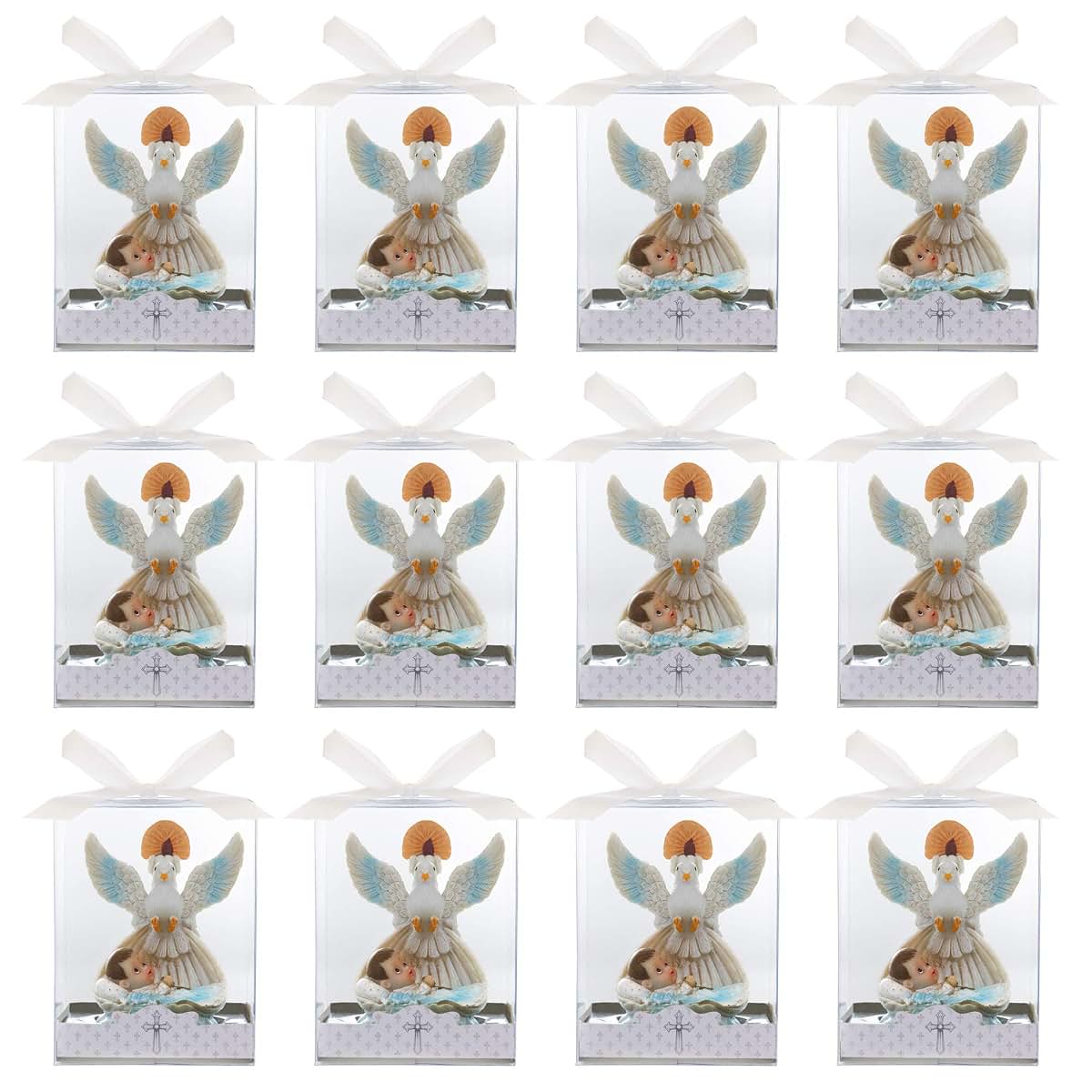 Keepsake Favor Set of 12 - Baby Laying in Basket Blue