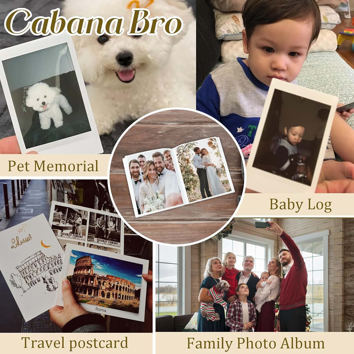 Cabana Bro Baby Photo Album 4x6 Inch Elephant Keepsake with 18 Pockets for 36 Pictures