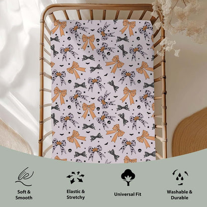 Spooky Bows Fitted Crib Mattress Sheet for Standard or Toddler Crib