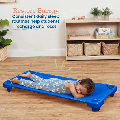 ECR4Kids Stackable Kiddie Cot, 5-Pack Standard Size Blue (photo 3)