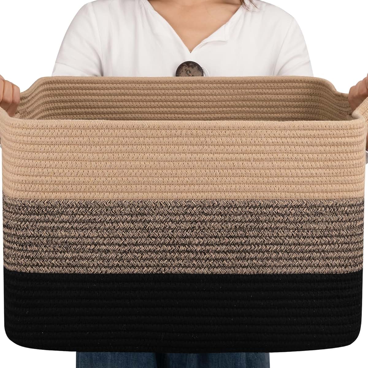 OIAHOMY Cotton Rope Storage Basket for Nursery & Living Room