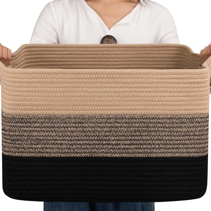 OIAHOMY Cotton Rope Storage Basket for Nursery & Living Room