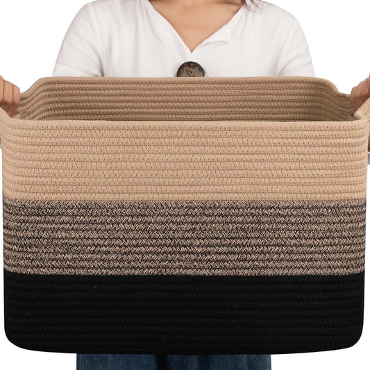 OIAHOMY Cotton Rope Storage Basket for Nursery & Living Room