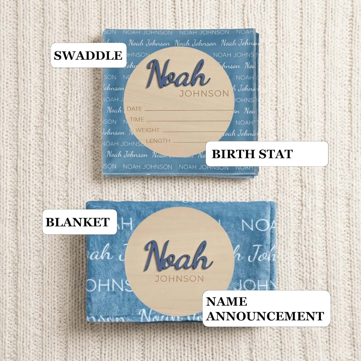 Sislaf Personalized Baby Blanket With Name, Custom Milk Silk Swaddle (photo 4)