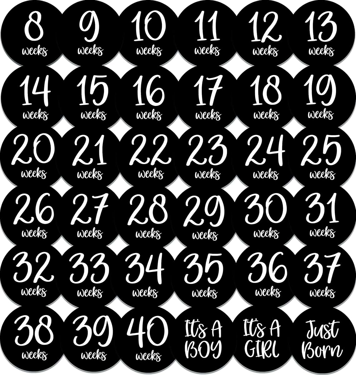 Months In Motion Pregnancy Weekly Belly Growth Stickers - 36 Piece Set