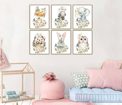 W.O.W.A. World Of Wall Art Animal Nursery Prints, Set Of 6