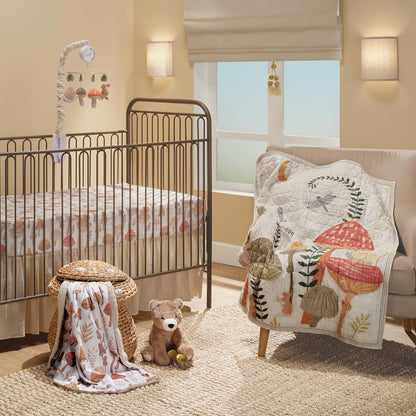 Lambs & Ivy Mushroom Meadow 3-Piece Organic Cotton Crib Bedding Set