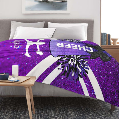 XIUCOO Purple Print Custom Name Blanket Cheerleader Blankets for Newborns Girls Baby Blanket with Name Soft Cozy Fleece (photo 3)