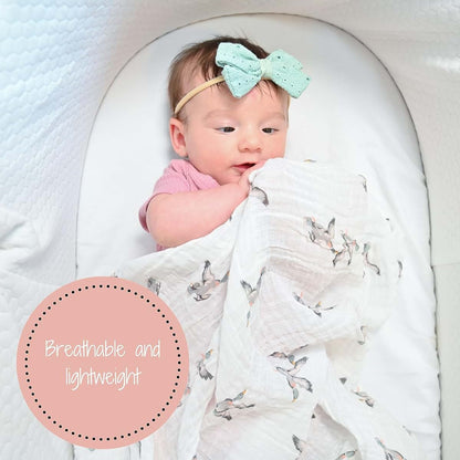 LollyBanks 2-Pack Cotton Muslin Swaddle Blankets for Newborns
