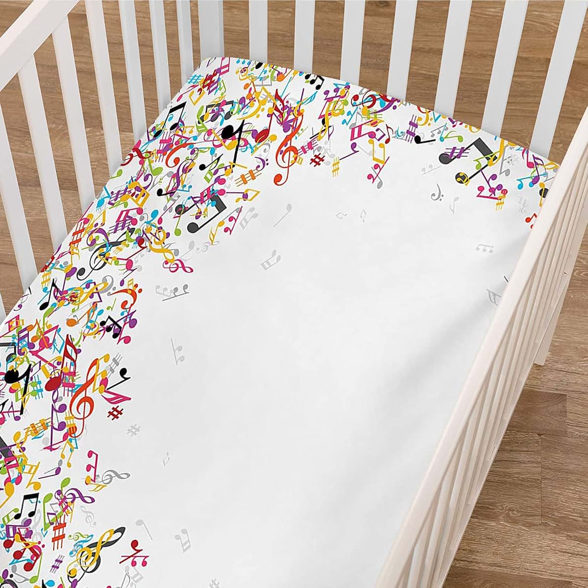 XISUNYA Music Fitted Crib Sheet, Microfiber Silky Soft Baby Bedding
