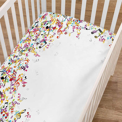 XISUNYA Music Fitted Crib Sheet, Microfiber Silky Soft Baby Bedding