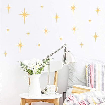 GESTYZ Retro Star Vinyl Wall Decals Matte Gold Nursery Decor