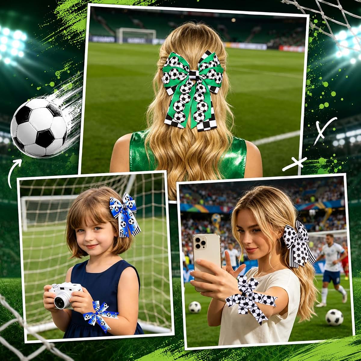 Vodolo Soccer Themed Hair Bows And Clips
