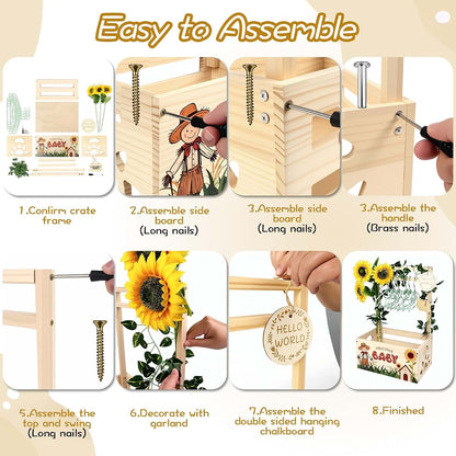 Lkeuyui Wooden Baby Shower Crate Closet With Sunflower Pattern (photo 4)