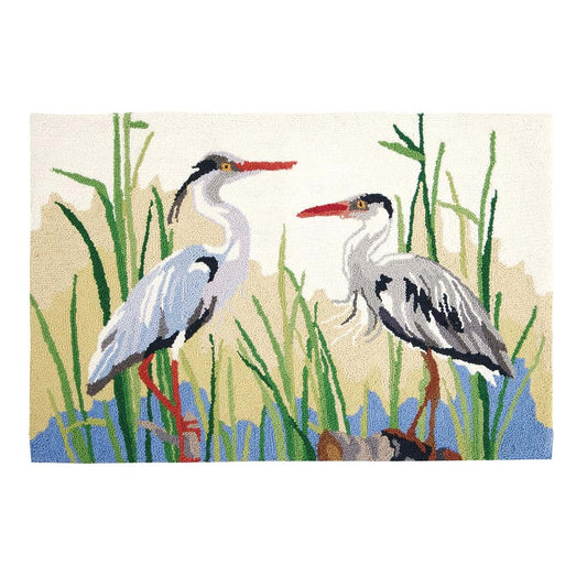 Peking Handicraft Great Blue Herons Hook Rug, Multicolor