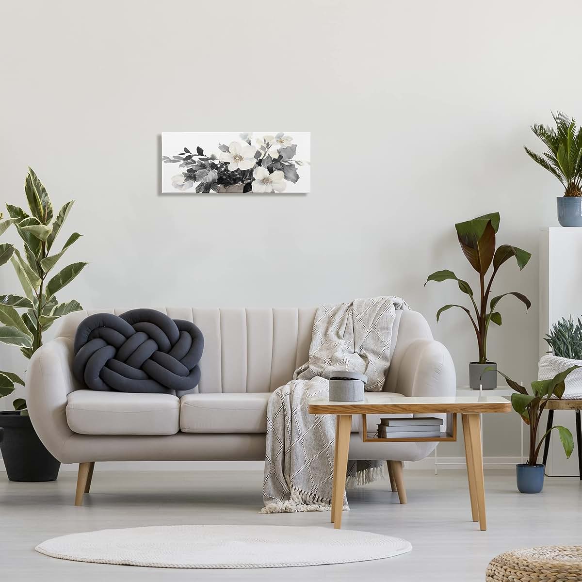 Stupell Industries Greyscale Floral Canvas Art, Ready to Hang