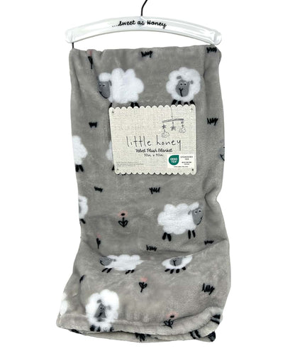 White Fluffy Sheep Lamb Baby Blanket Velvet Plush 30x40 Inches