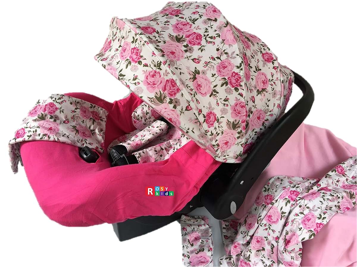 Rosy Kids 9-Piece Infant Car Seat Cover Set With Canopy and Nursing Scarf