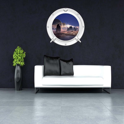 MySticky Sci-Fi 3D Round Porthole Vinyl Wall Decal, Small 13.78 x 13.78 Inch