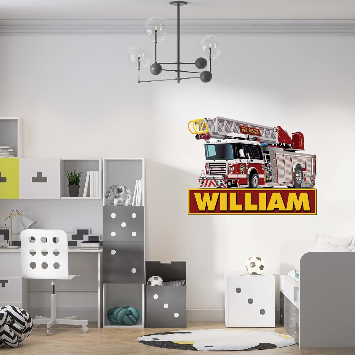 BabyOneStop Fire Truck Personalized Vinyl Wall Decals and Stickers