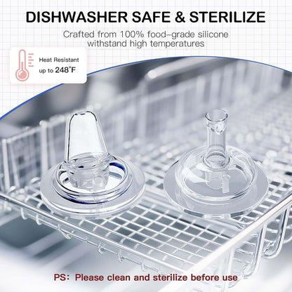 Giftophilia Spout Sippy Cup Conversion Kit for Mam Baby Bottles, Soft Top, Weighted Straw and Handles, Pack of 3