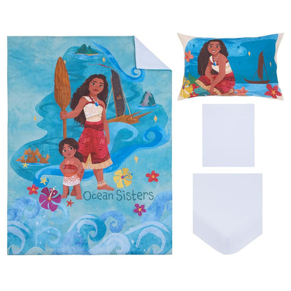 NoJo Disney Moana Ocean Sisters 4 Piece Toddler Bed Set