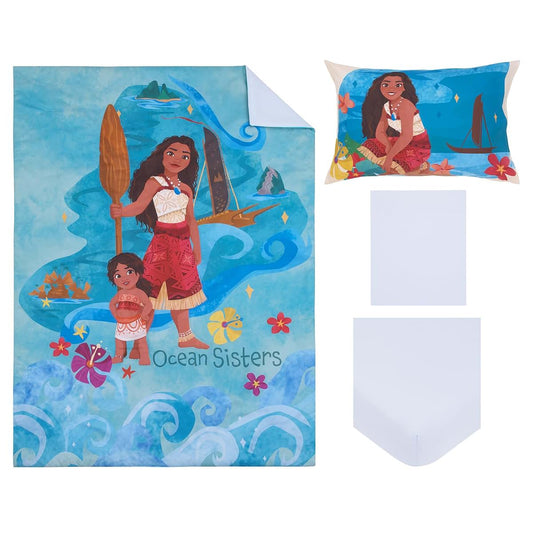 NoJo Disney Moana Ocean Sisters 4 Piece Toddler Bed Set