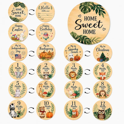 JDAWFWFJ 10-Piece Baby Monthly Milestone Wooden Signs