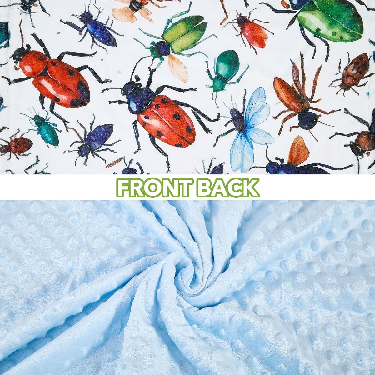 Bug Baby Blanket - Soft Fleece Minky Double Layer Newborn Toddler Blankie