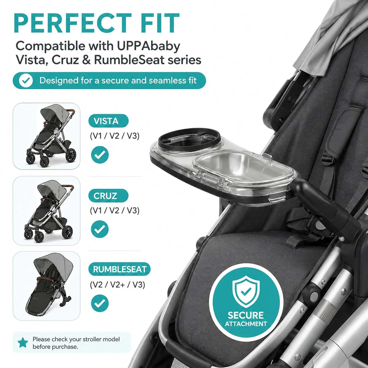 NWJY Snack Tray with Dustproof Lid for UPPAbaby Vista, Cruz & RumbleSeat