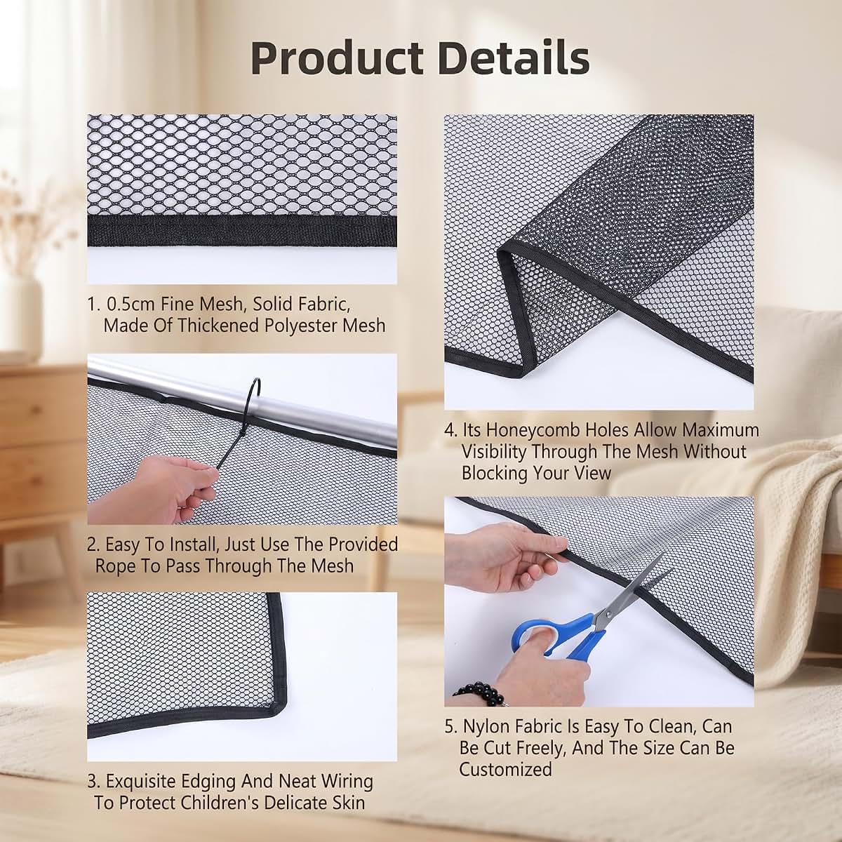 Lscuek Banister Guard Balcony Safety Net For Pets (photo 3)