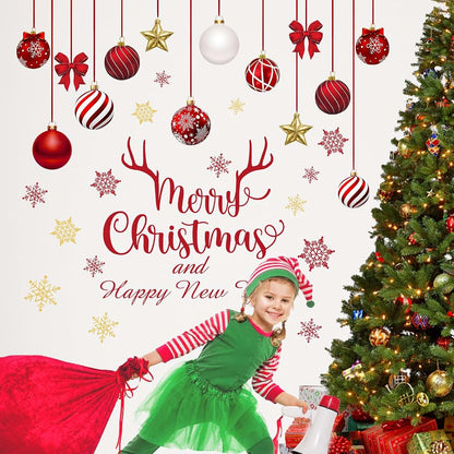 Mfault Christmas and Happy New Year Wall Decals Stickers for Home and Bedroom Decor