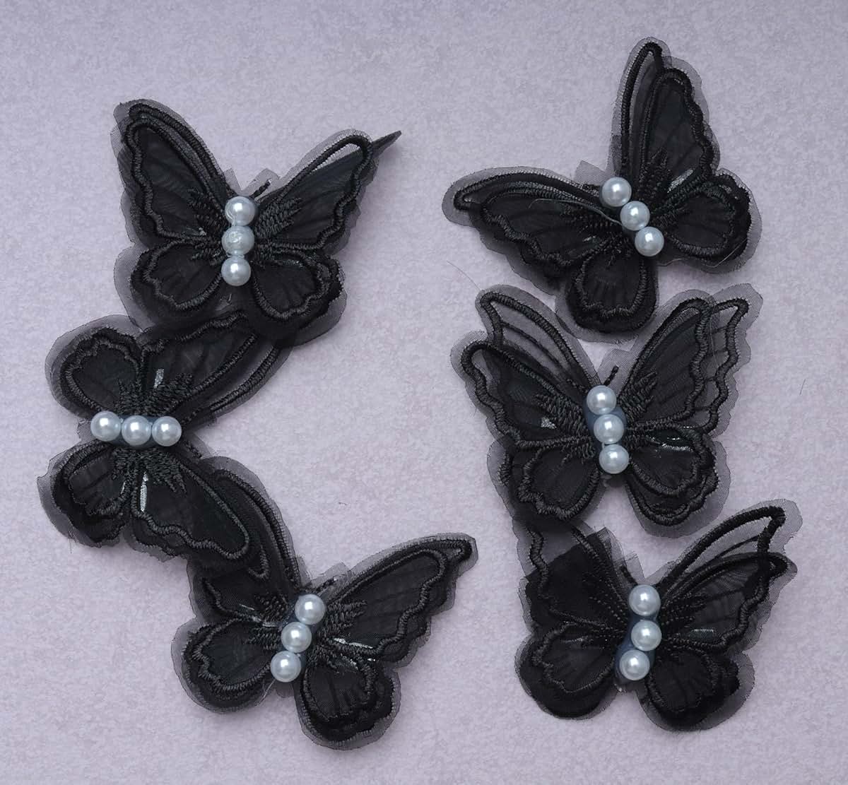 SOWAKA Lace Butterfly Hair Clips with Pearl 6-Pack