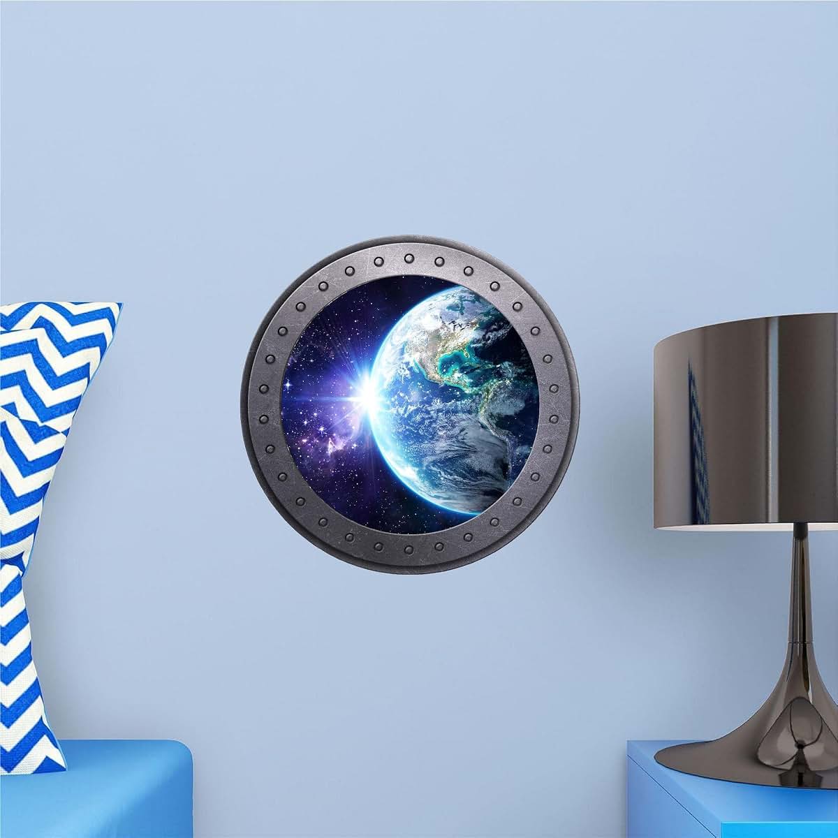 Stickit Graphix Earth Porthole Window Wall Decals For Kids Bedroom Decor