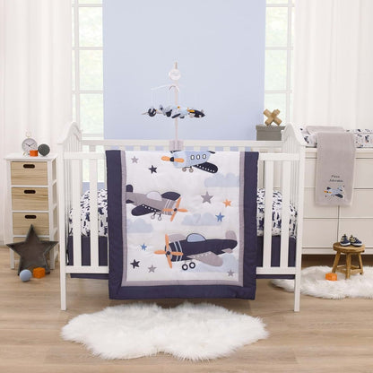 Little Love by NoJo Soar High Little One Fitted Crib Sheet with Airplane Print