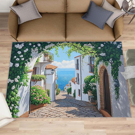 Hygiuid Italian Scenery Area Rug 5x6 Low Pile Rectangular Rug