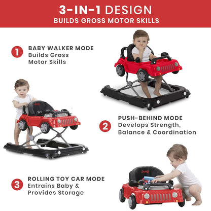 Delta Children Jeep Classic Wrangler 3-in-1 Grow with Me Walker, Red
