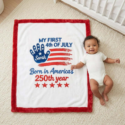 Podcrafted Personalized USA Patriotic Baby Blanket, Double-Sided Flannel