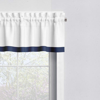 Bacati - Mix N Match White with Band Window Valance (Navy) (photo 3)