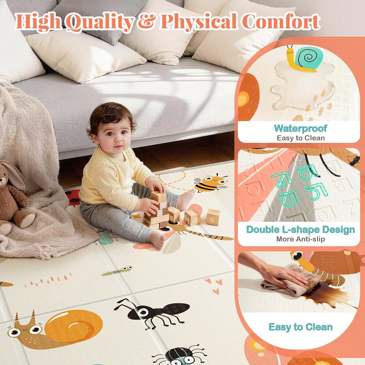 Dewlia Foldable Baby Play Mat - Dragonfly 79x71 Inch (photo 4)
