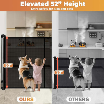 BabyOneStop 275" Retractable Baby Gate Dog Gate 52" Tall Extra Wide